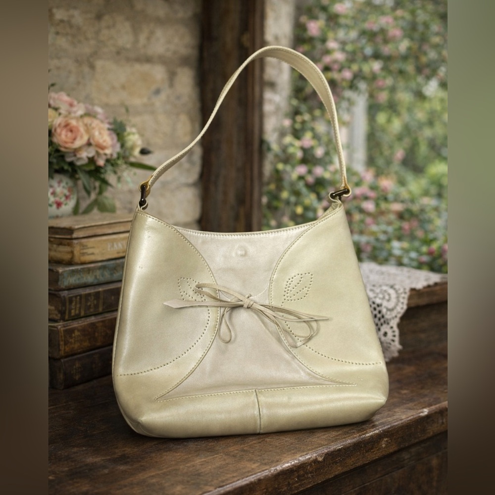 Furla Medium Chrome Green Grey Real Leather Hand & Shoulder Purse Bag